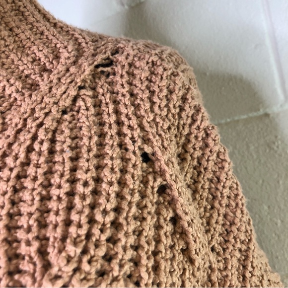 Free People Seasons Change Sweater In Almond Mock Neck Cable Knit - Picture 7 of 10